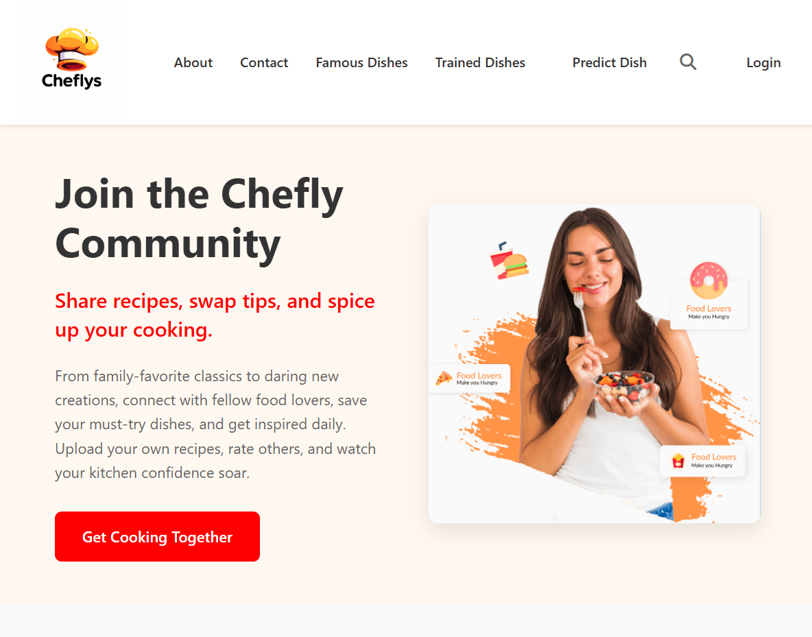 Cheflys - AI-powered recipe hub with calorie estimation
